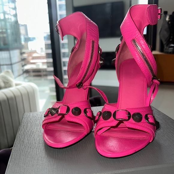 Balenciaga Pink Stiletto Heels with Strappy Design - Picture 1 of 4